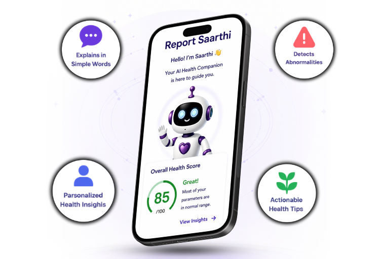 Report Sarthi — your AI health report companion: explains in simple words, detects abnormalities, personalized insights, actionable tips
